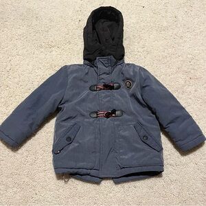 Mayoral Thick Winter Kids' Coat in Gray and Black Detachable Hood Size 2T